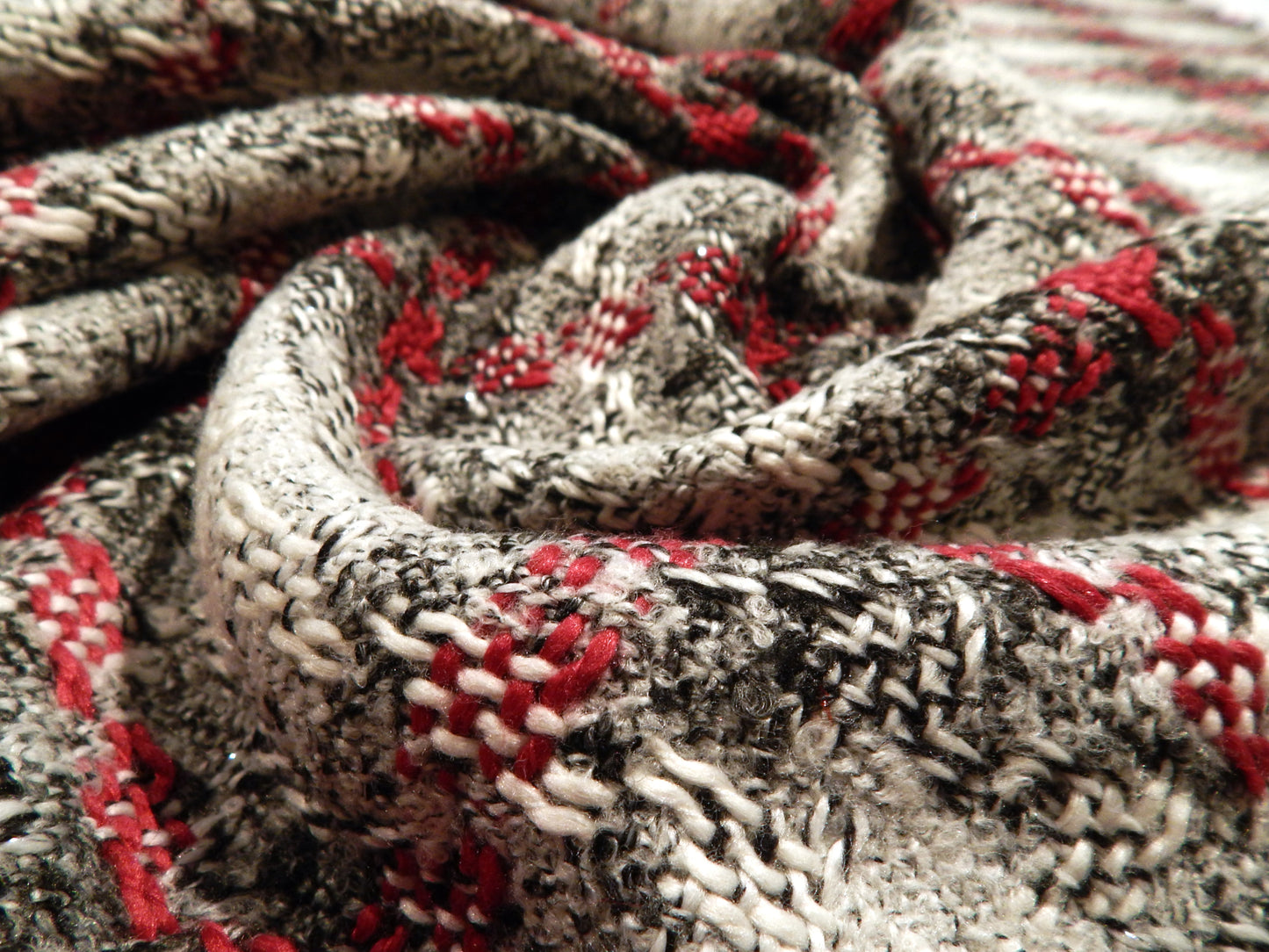 Charcoal and Cherry Rustic Plaid Tweed