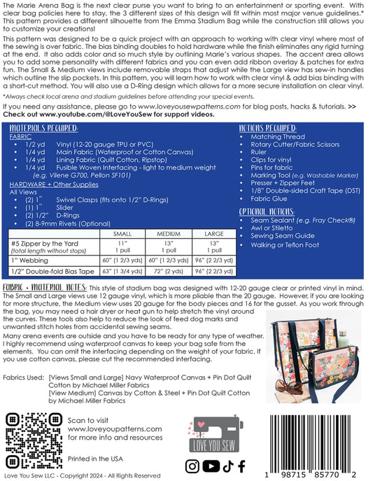 Marie Arena Bag Sewing Pattern