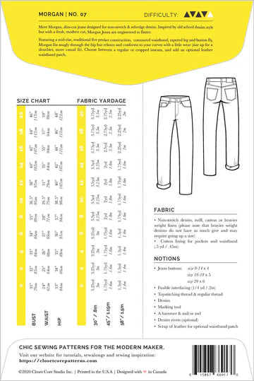 Morgan Boyfriend Jeans Sizes 0-20 - Closet Core Patterns