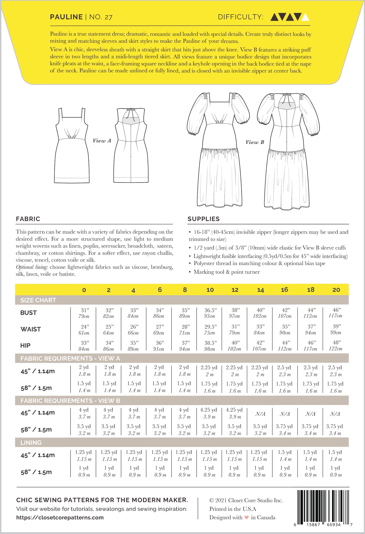 Pauline Dress Sizes 0-20 - Closet Core Patterns