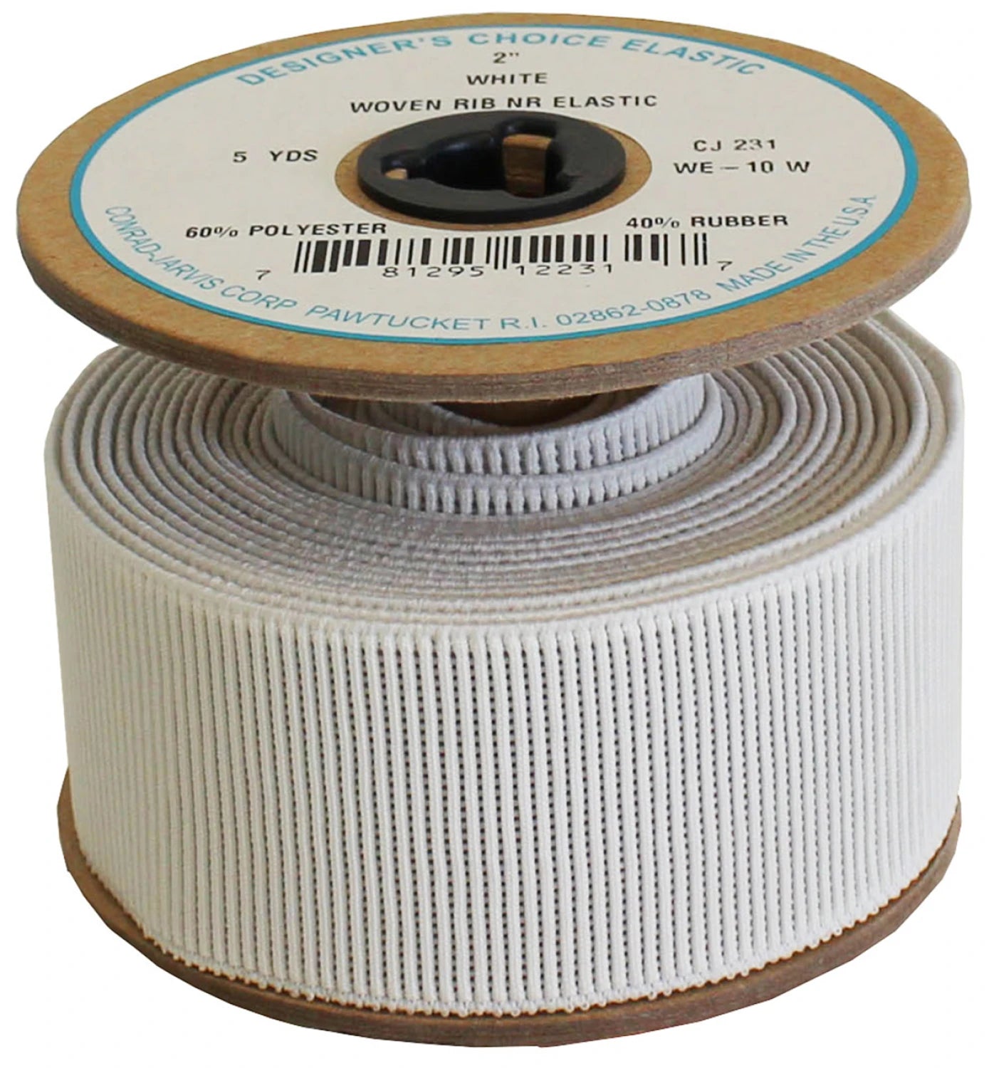 Woven Non-Roll Elastic 2" - White and Black - By the Yard