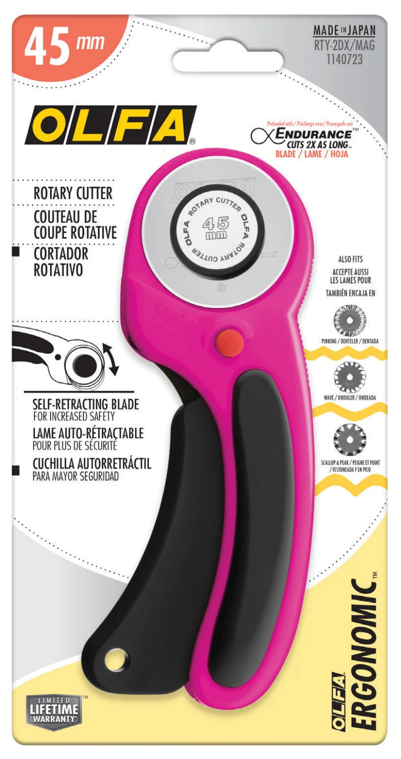 Olfa Deluxe Ergonomic Rotary Cutter Magenta - 45mm