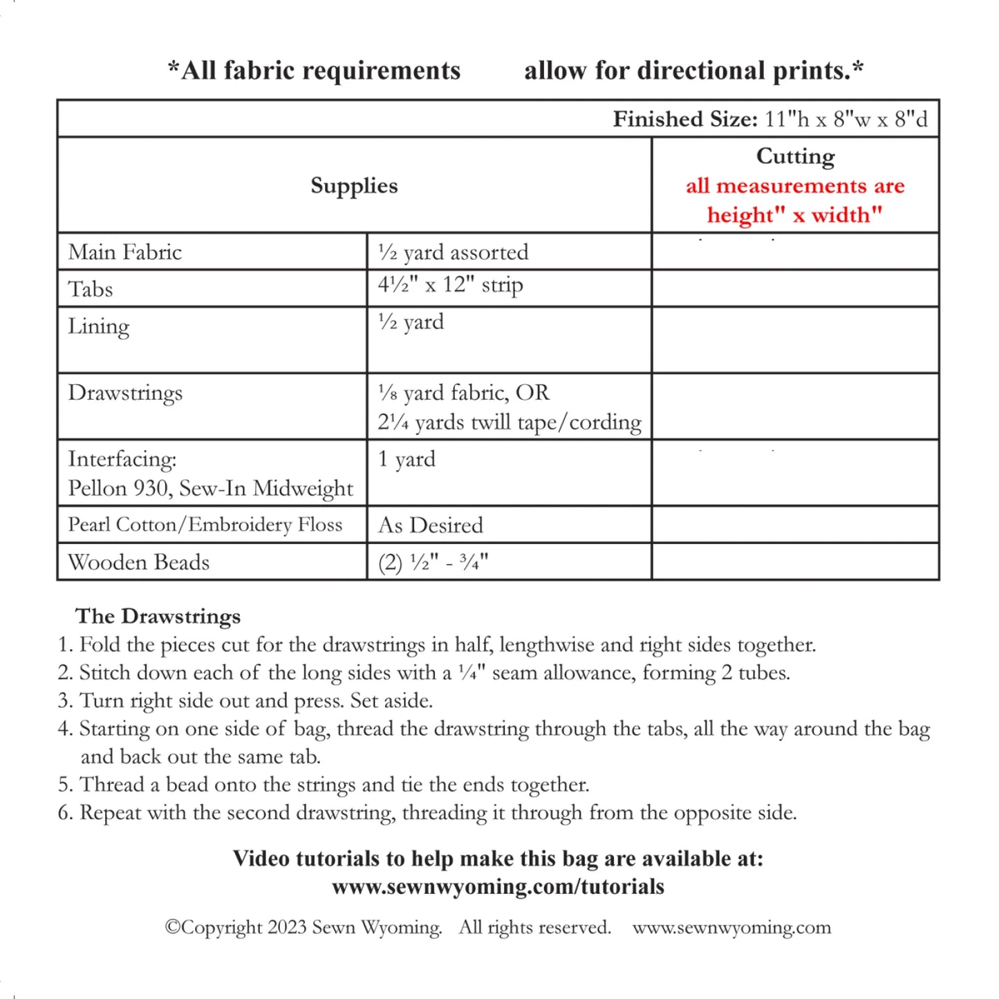 Japanese Rice Bag Sewing Pattern