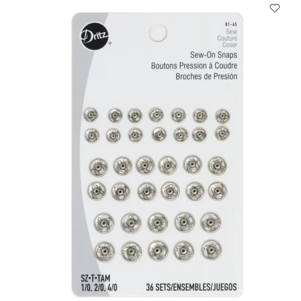 Sew On Snaps -  Nickel Plated Brass Asst - 36ct