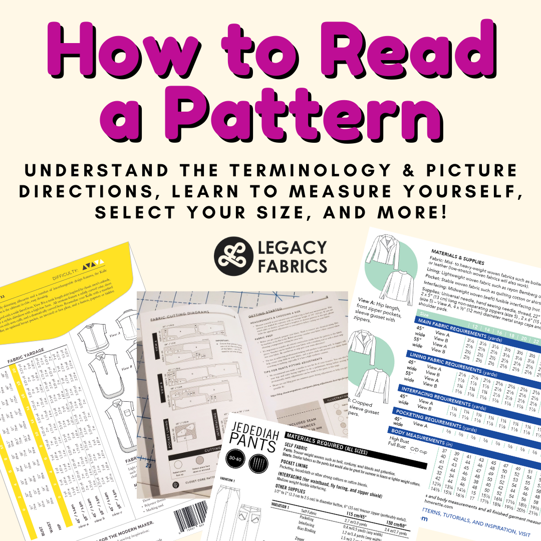 Pattern Colour Read How to Read a Pattern - Sewing Class at Legacy Fabrics