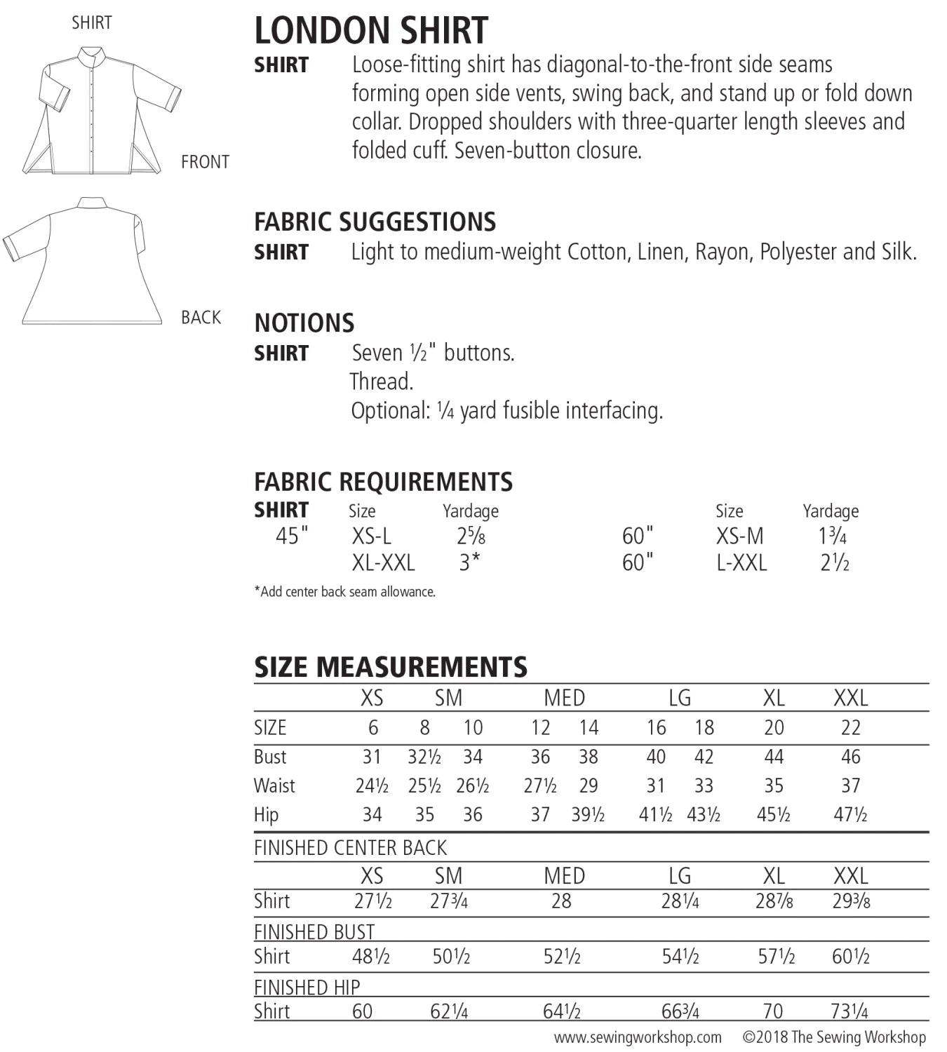 London Shirt - The Sewing Workshop