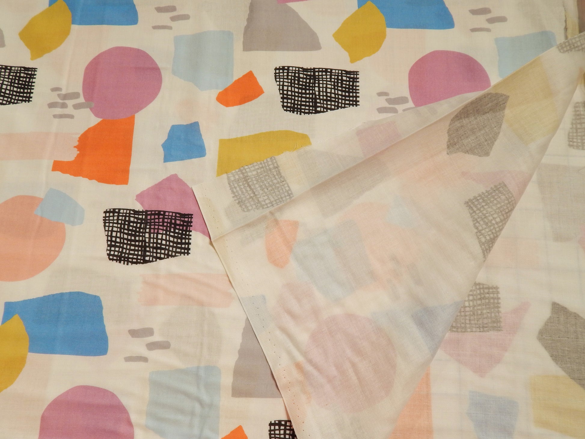 abstract shapes cotton gauze fabric