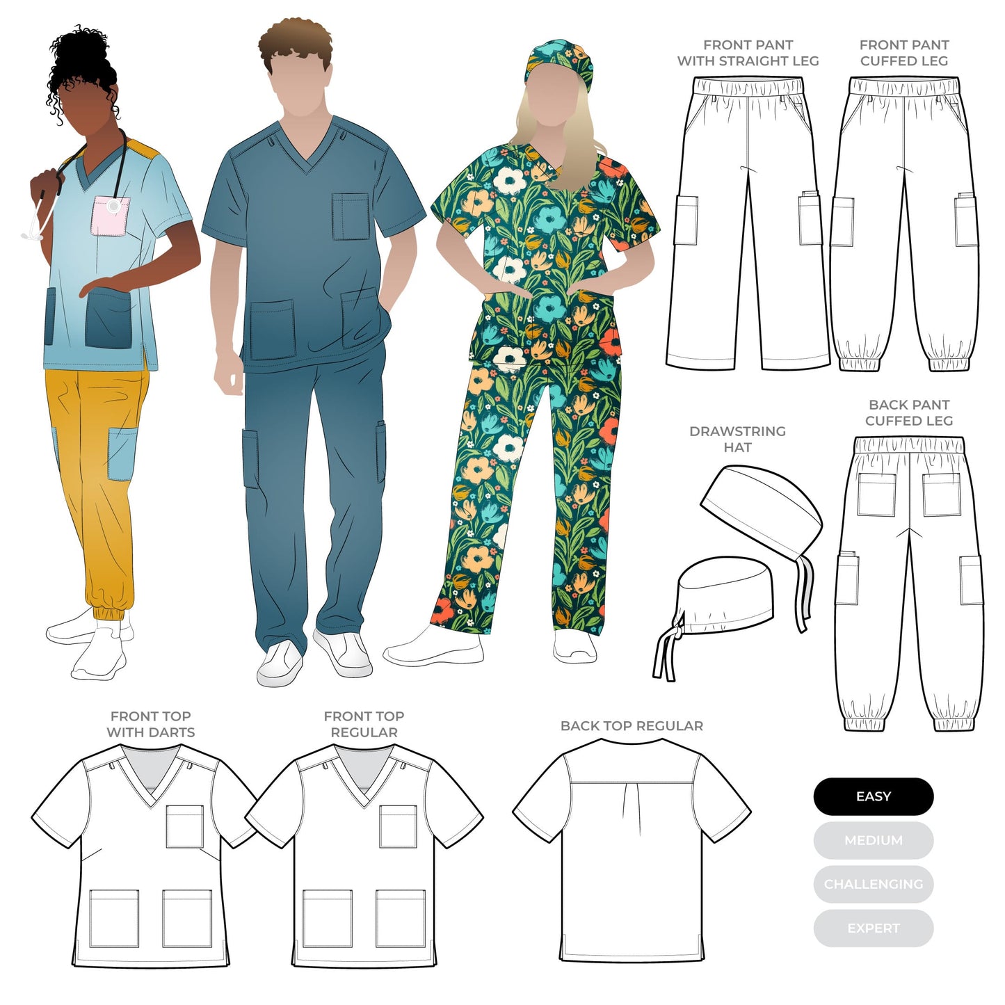 Flossy Woven Scrubs Set Sizes 18-30 - Men's & Women's - Style Arc