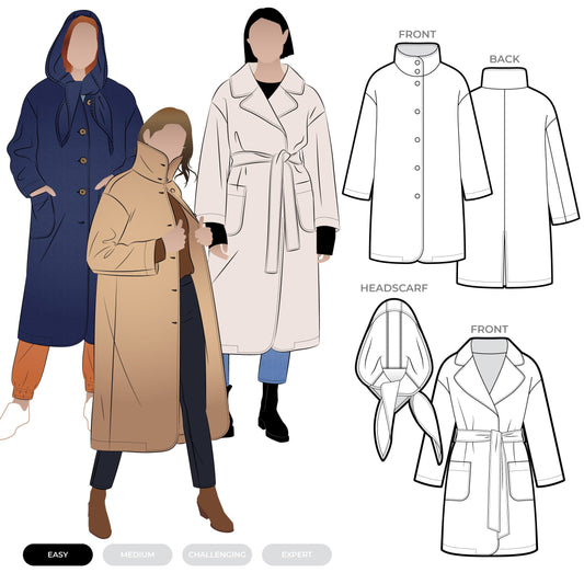 Gracie Coat & Headscarf Sizes 18-30 - Style Arc