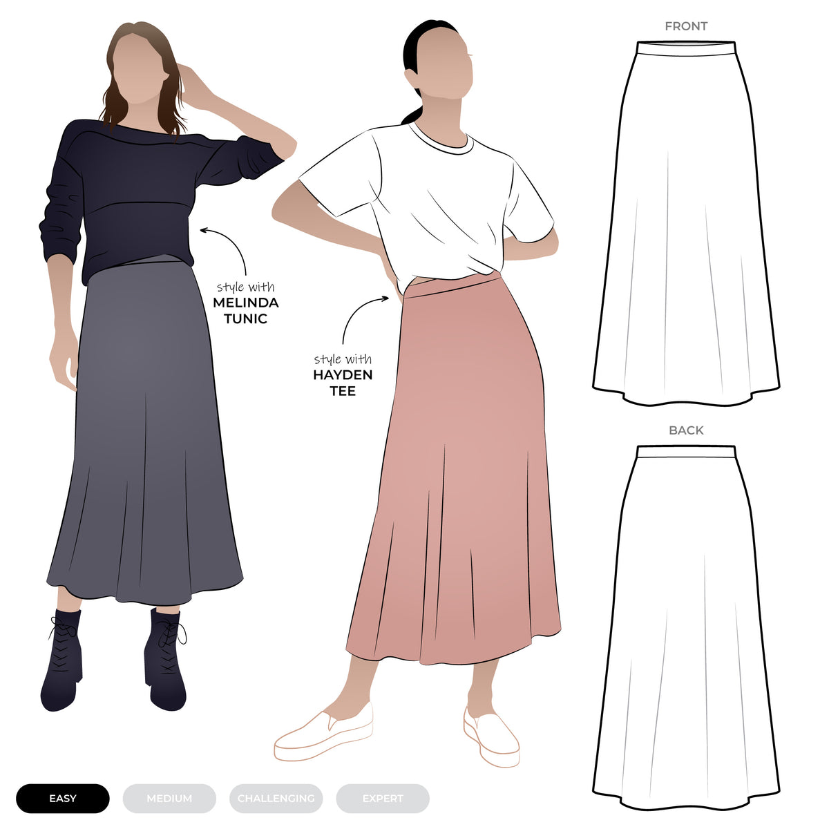 Northcote Knit Skirt Sizes 18-30 - Style Arc