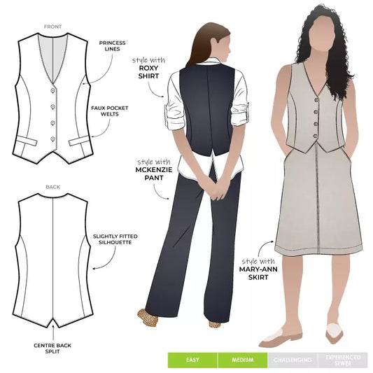 Joy Woven Vest Sizes 18-30 - Style Arc