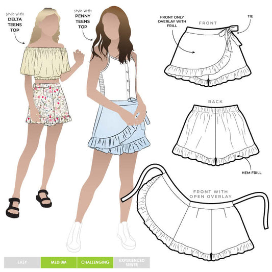 Margot Teen's Skort and Shorts - Style Arc