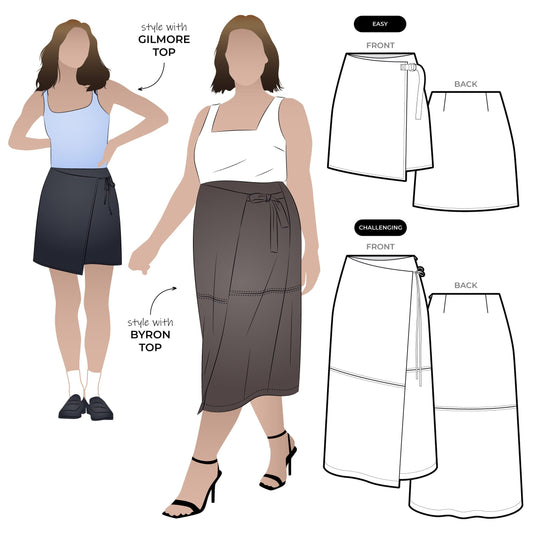 Octavia Woven Wrap Skirt Sizes 18-30 - Style Arc