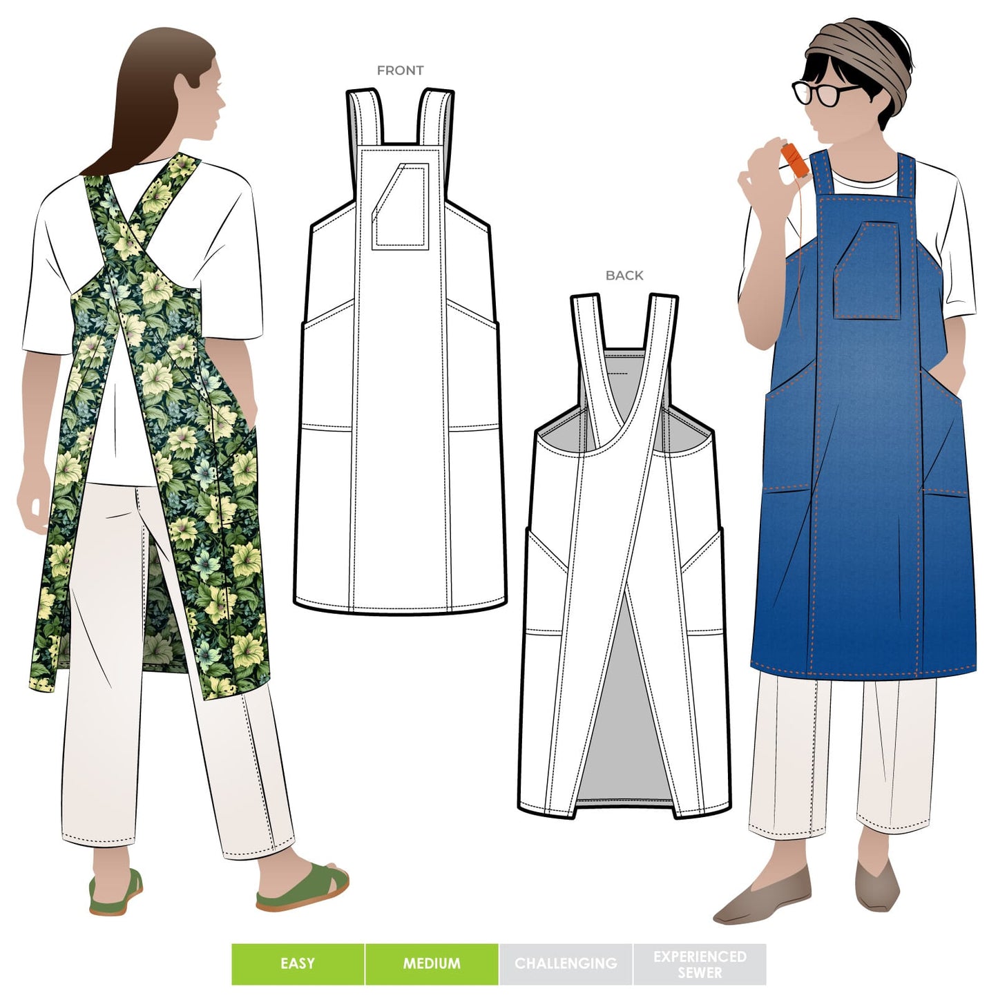 Pinnie Sewing/Cooking Apron - Style Arc