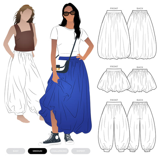 Sophia Woven Bubble Skirt and Pant Sizes 18-30 - Style Arc