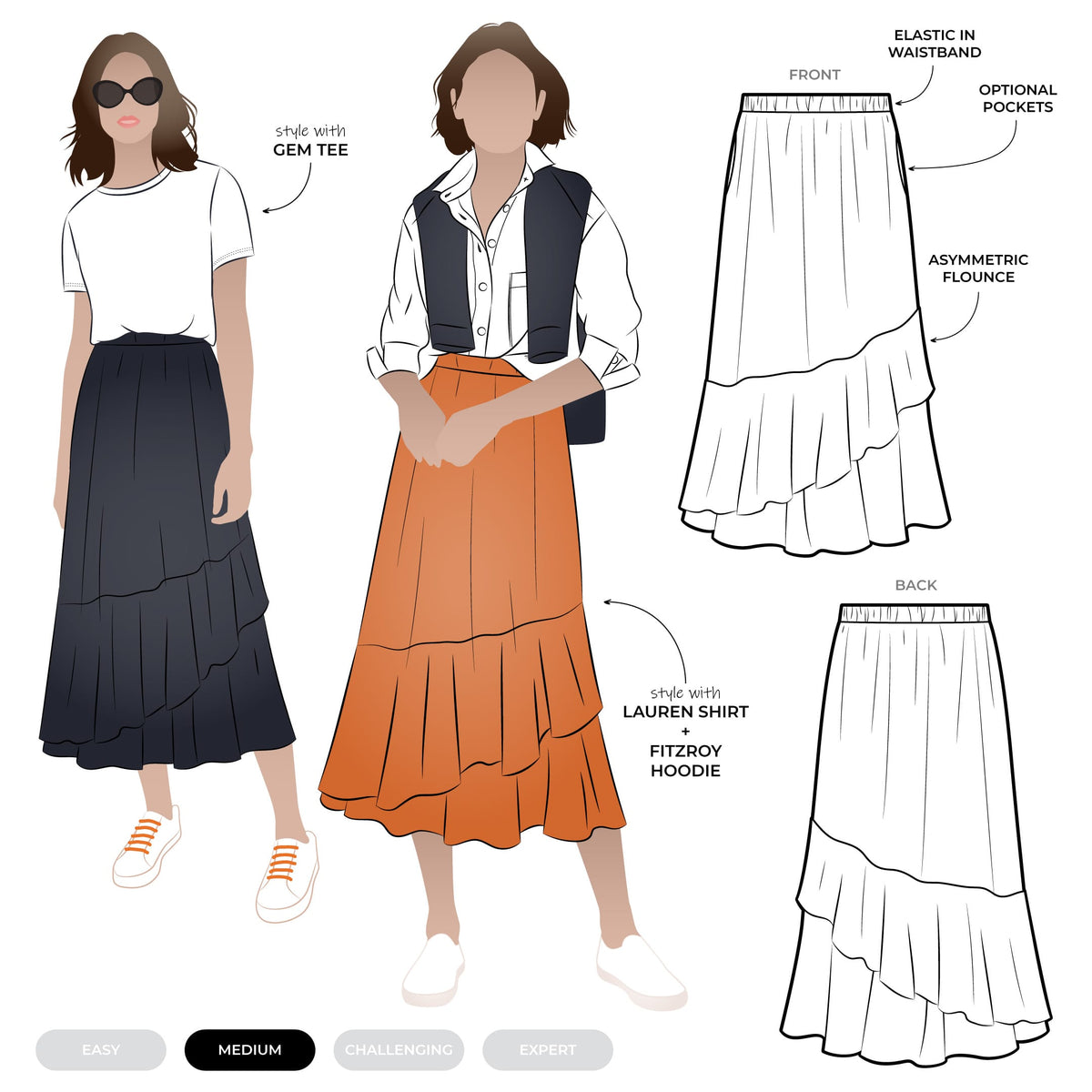 Sorrento Skirt Sizes 18-30 - Style Arc