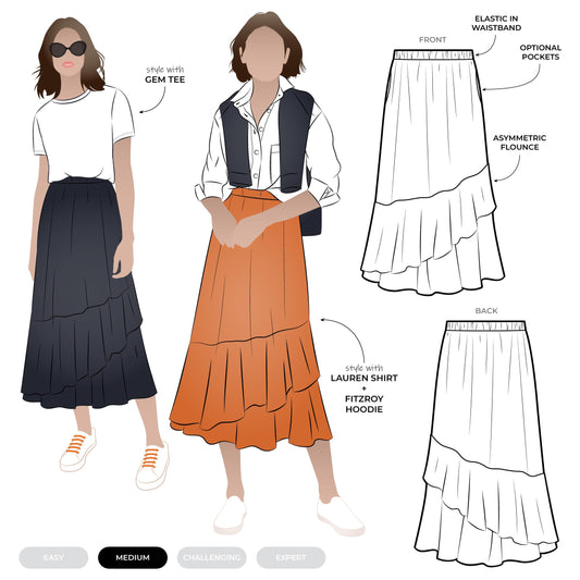 Sorrento Skirt Sizes 18-30 - Style Arc